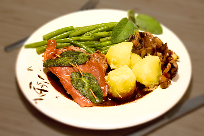 Saltimbocca Bohnengemüse Kartoffeln