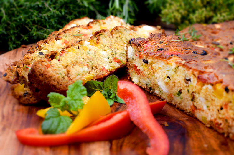 Kräuterbrot aufgeschnitten